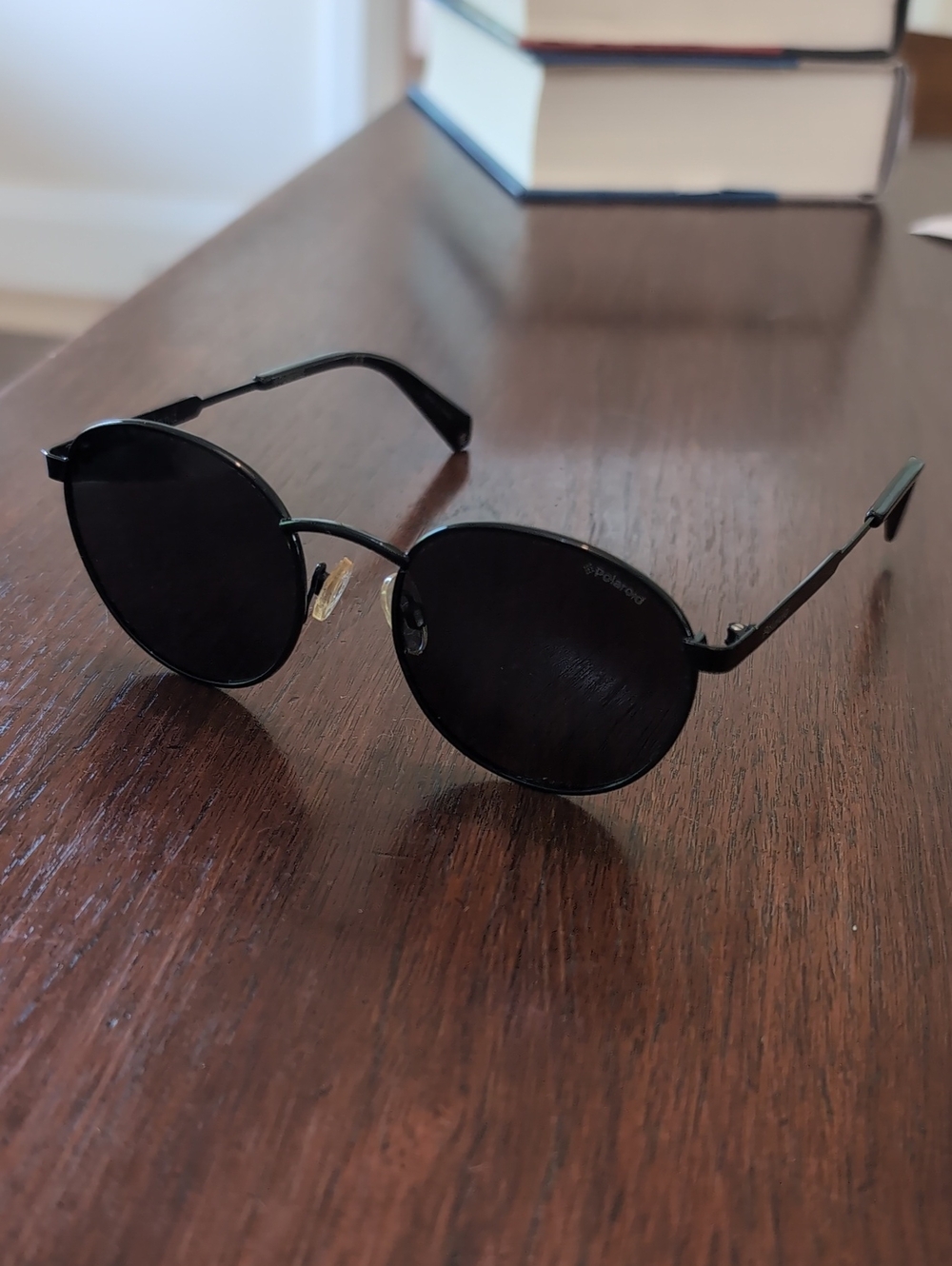 Polaroid Black Round Polarized Sunglasses Men